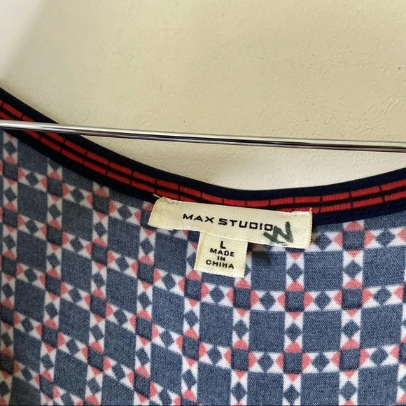 Max Studio L Geometric Wrap Front Midi Dress Boho Classic Transitional Bohemian - Picture 8 of 16